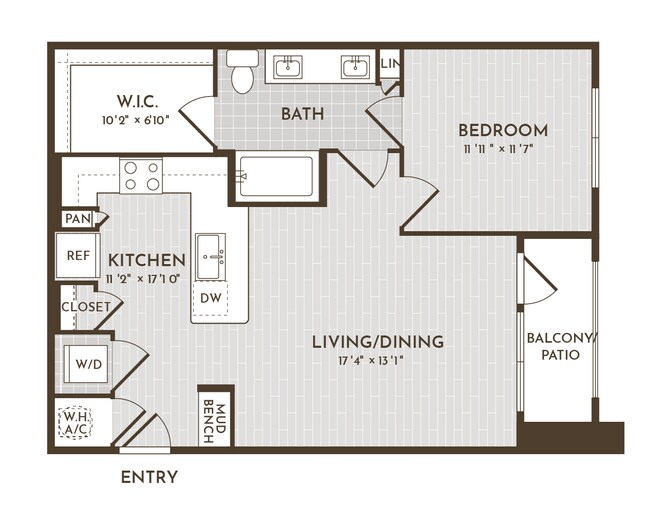 1 Bed • 1 Bath 03203 floor plan